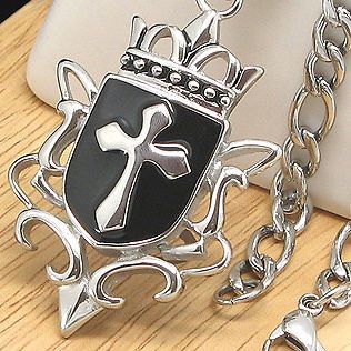 cross pendant stainless steel necklace figaro chain 55g from hong