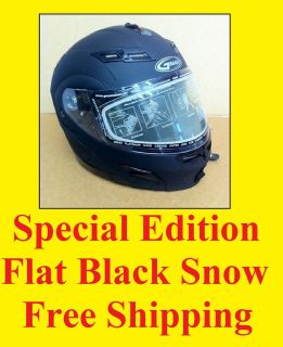 Large 2013 Flat Black Gmax GM54S Modular Snowmobile Helmet Electric 