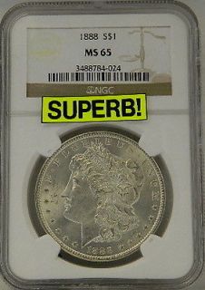 1888 Silver Morgan Dollar Coin NGC MS 65 SMD1091