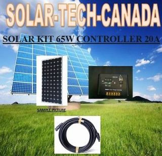 Solar Panel   Panneau Solaire KIT 65 Watt 65W 20A charger cable MC4 