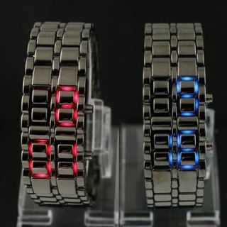 2pcs Perfect Mens Lava Style Iron Samurai LED Metal Watch,L1 2