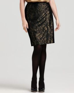 Jones New York NEW Black Lace No Waist Knee Length Pencil Skirt Plus 