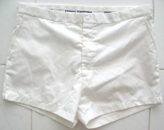 VINTAGE JIMMY CONNORS BY SLAZENGER WHITE TENNIS SHORTS 1970s SIZE 38 