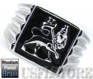 mens lion of judah rhodium plated ring more options size