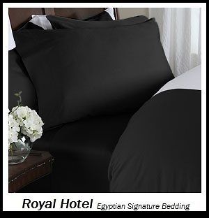   Thread Count Solid Black Olympic Queen Sheet Set 100% Egyptian Cotton