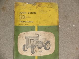 John Deere LAWN TRACTOR 110 Operators Manual