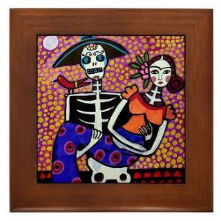   Day of the Dead Art Tile   Frida Kahlo Sugar Skulls   Mexican Folk Art
