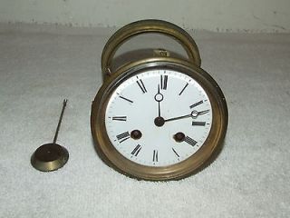 Antique Complete 1855 Japy Freres French Mantle Clock Brass Mechanical 
