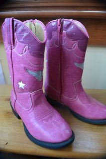 girls pink cowboy boots, light up