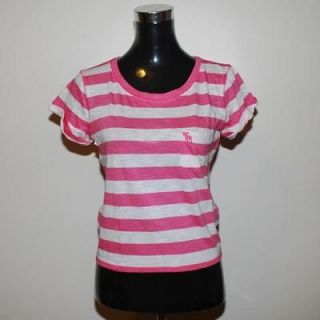 Authentic NWT Abercrombie Women Lara Knit and layer Tee T Shirt Pink 