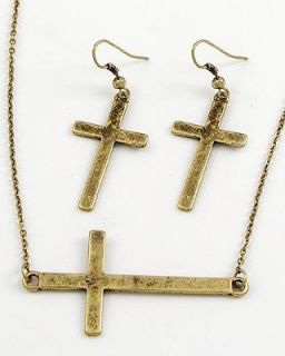 cross necklace and earrings set horizontal  12
