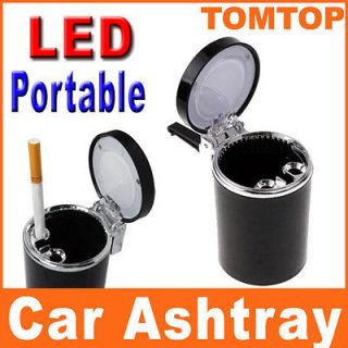 Auto Portable Car LED Light Cigarette Ashtray Holder Use Smokeless 
