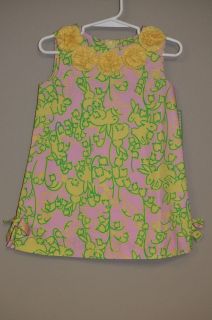 Lilly Pulitzer Girls Shift Rosette Dress Hopping Down The Bunny Trail 
