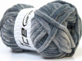   of 4 x 100gr Skeins ICE VELVET CHENILLE (100% MicroFiber) Yarn Grey