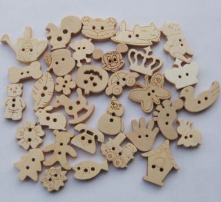   Upick Cartoon animal wood buttons sewing appliques Kids DIY Lots F649