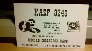   QSL postcard vinyl record player Jones 1970s Kankakee IL Illinois