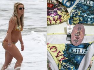   New Ed Hardy Rhinestones Women Y Bikini Swimsuit Love Kills Slowly S