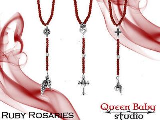 King Queen Baby Studios RUBY Rosary Cross Crowned Heart wing all 