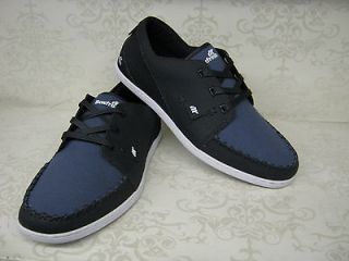 Boxfresh Keel Combo Navy Leather & Canvas Casual Moccasin Lace Up 