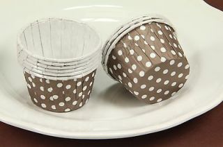 100x, Cupcake Liners, Baking Candy Nut Cups, Brown Polka Dot, Small