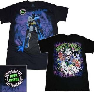 New DC Comics Batman vs Joker reversible T shirt Good Evil Licensed 