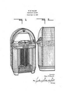 US Patent Office Fuller 1100 Wurlitzer Jukebox 1940s