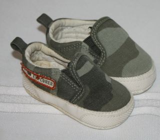 Infant Boys Koala Kids Brand Green Camo Canvas Sneaker Slip On Shoe 