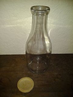 vintage quart glass milk juice bottle jug jar with lid returns 