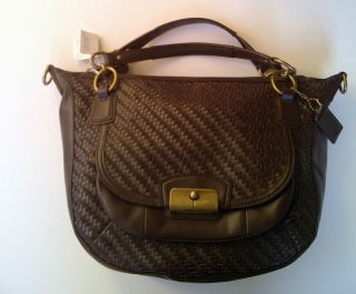 Coach Cacao Brown Kristin Woven Leather Round Satchel Hand Bag 19312
