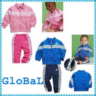 Baby Kid Boy Girl Adid 2pcs Set Sporty Casual Jacket Outfit Tracksuit 
