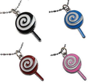 Fun Kids Jewelry Enamel DIY Multi Color Lollipop Candy Pendant Chain 