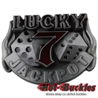 Brand New Lucky 7 Jackpot Craps Western Mens Womens Metal Belt Buckle 
