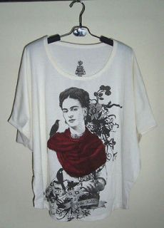 Frida Kahlo Mexican Artist Oversize Top Batwing TShirt Tunic Poncho in 