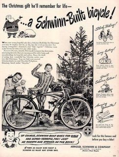 1948 SCHWINN BICYCLE ADVERTISEMENT   VINTAGE ORIGINAL   10  X 