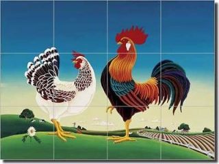   Chicken Art Kitchen Ceramic Tile Backsplash 17x12.75 POV RR003