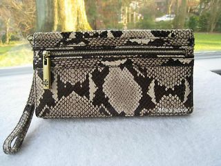   Purse Python Embossed Leather Kellan Envelope Wristlet/Walle​t Bag