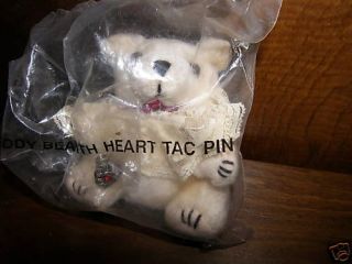 avon teddy bear with heart tac pin new rare time