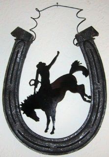 Western Horse Shoe   Bucking Bronco Wall Art Hanger / Ceramic 8x10