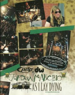 AS I LAY DYING JORDAN MANCINO PDP LX SERIES PACIFIC DRUMS AD 8X11 