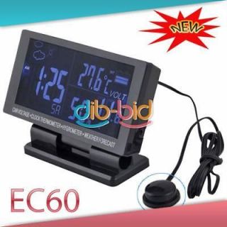 LCD Car Alarm Digital Cigarette Voltage Thermometer Hygrometer Clock 