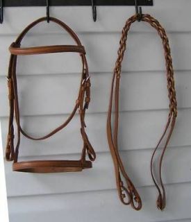 Light or London Leather English Bridle w/Leather Laced Reins Hard to 