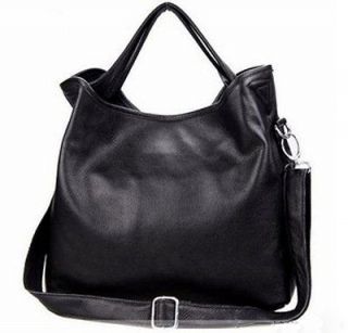   women PU leather shopping handbag Tote Hobo purse bag Black#B