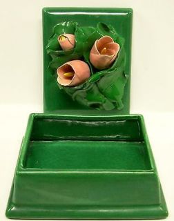 FRAZIER California Pottery Covered Cigarette Trinket Box 60 Applied 