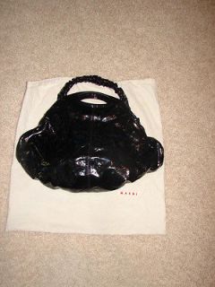Brand New MARNI Large Black Patent Leather Shoulder Bag Gorgeous 