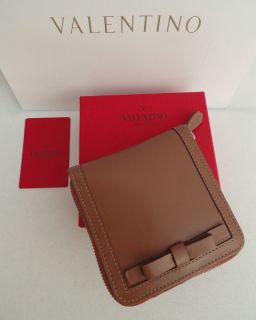 BN Valentino Rose Beige Leather Square Wallet Bag Clutch   BOXED 