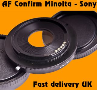   Minolta MD lens to Sony Alpha A MA mount adapter ring Infinity focus