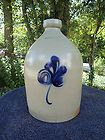 Worcester, Massachusetts Stoneware 1 Gallon Jug with Swirl Floral; Att 