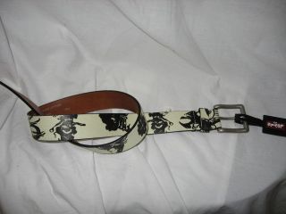 levi strauss white design leather belt size 30 32 nwt