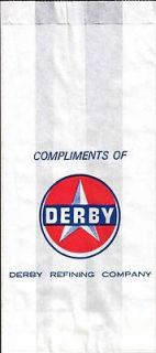 Old bag DERBY REFINING COMPANY popcorn unused new old stock n mint+ 