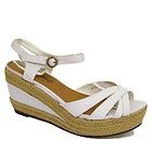 WHITE DENIM HESSIAN SUMMER STRAPPY WEDGE ANKLE SANDALS SHOES SIZES 1 6